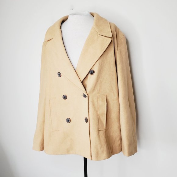 Old Navy Tan Pea Coat for Women - Picture 2 of 10